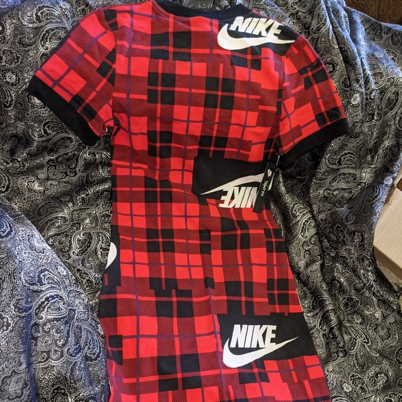 Nwt Nike Red Plaid Bodycon Dress Xs ...